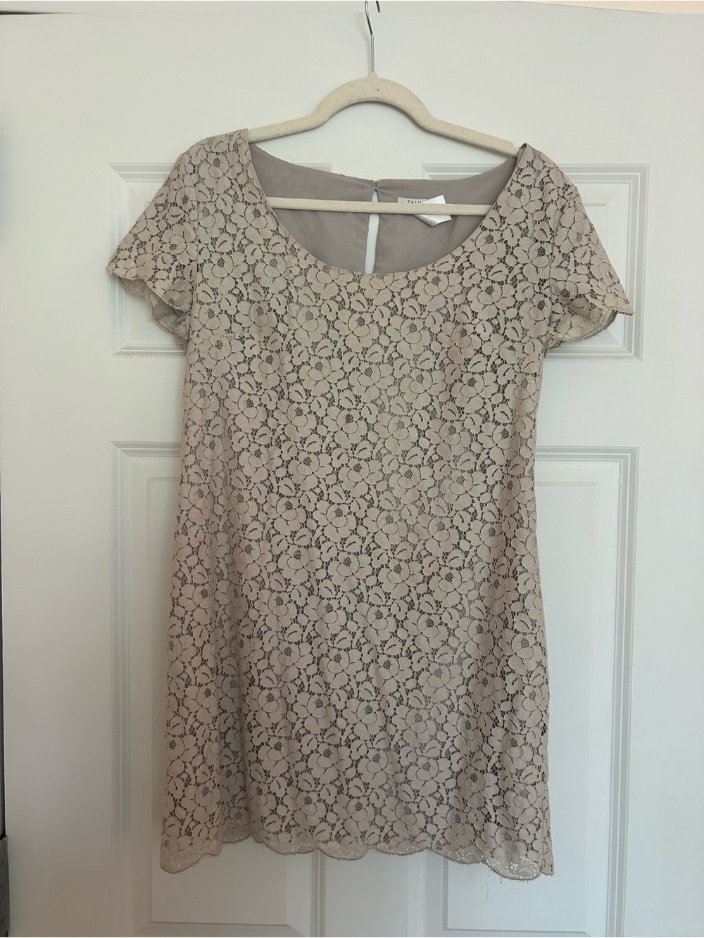 Talula Lace Scoop Neck Mini Dress in Cream